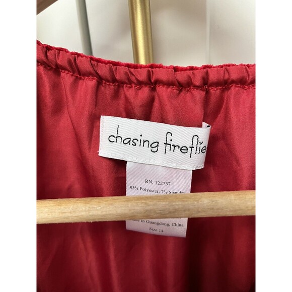 Chasing Fireflies Red Velvet Bow Dress Special Occasion Holiday Girls Sz 14 - Picture 5 of 7